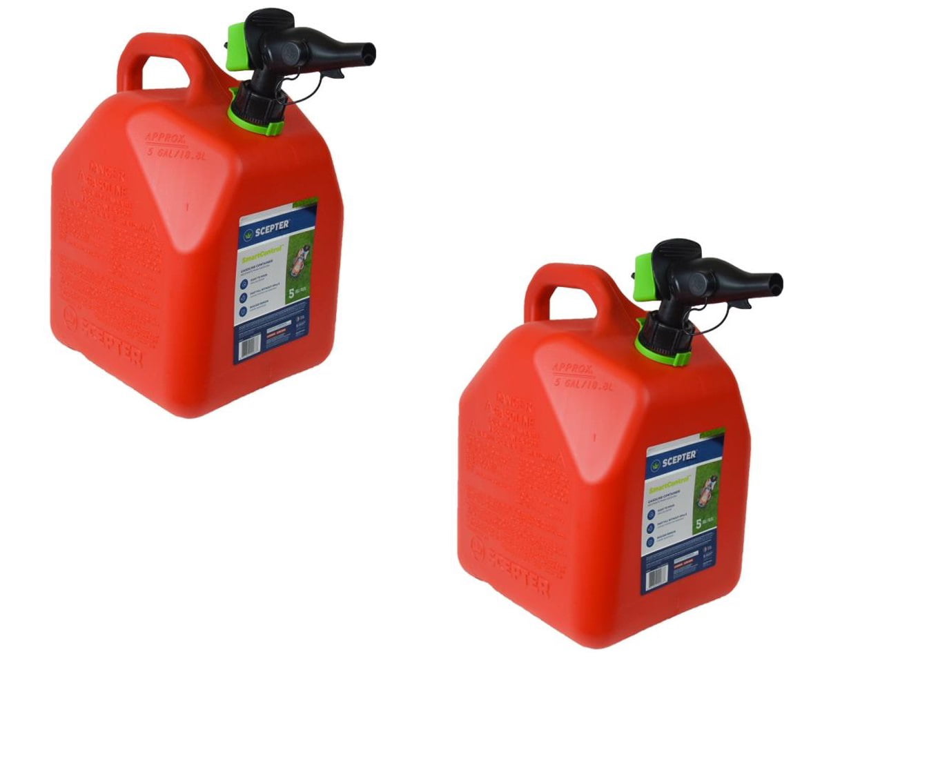 Scepter 5 Gallon SmartControl Gas Can, FR1G501, Red -2 Pack