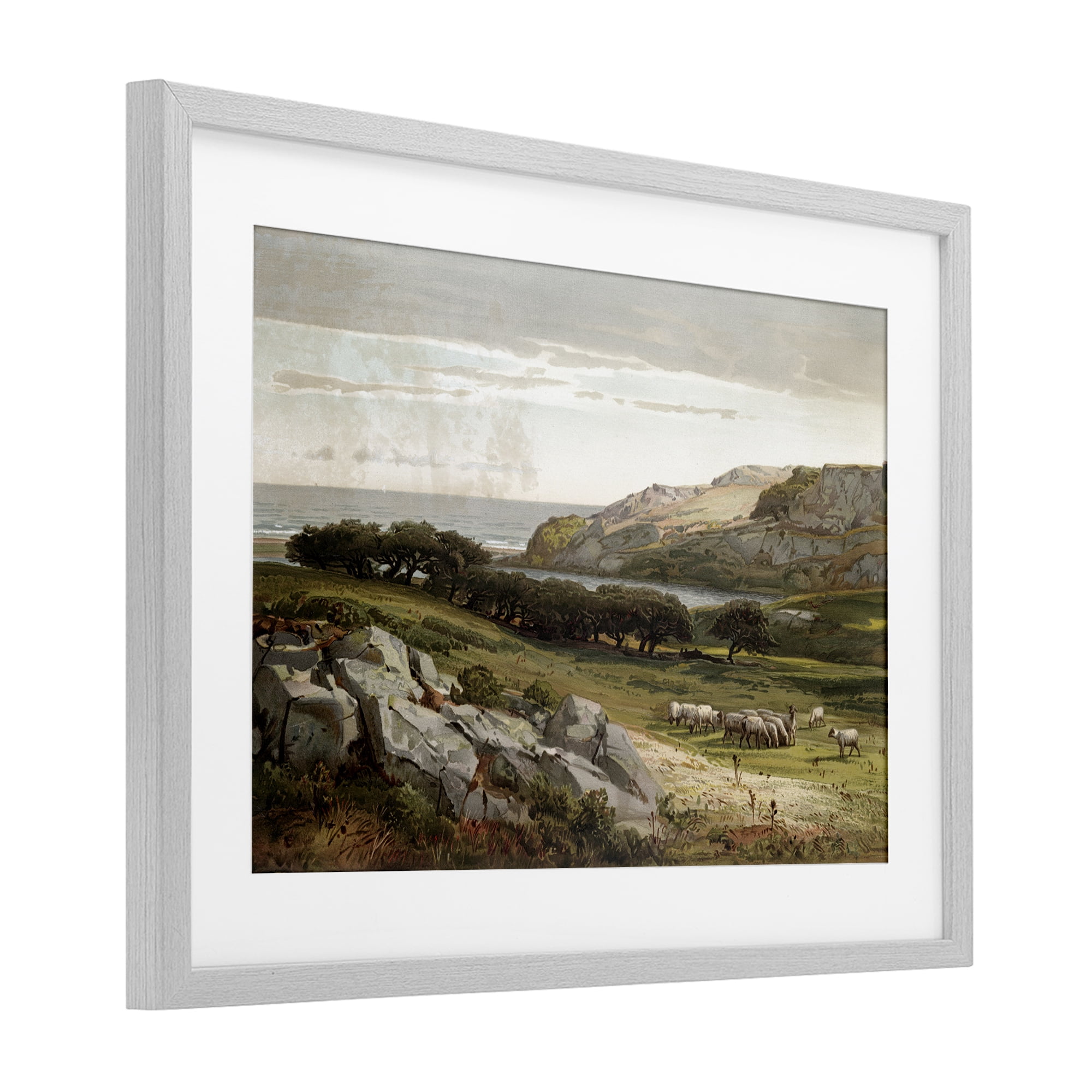 Stupell Industries Sheep in Passionate Landscape Gray Framed Print Under Glass, design by Lula Bijoux & co.