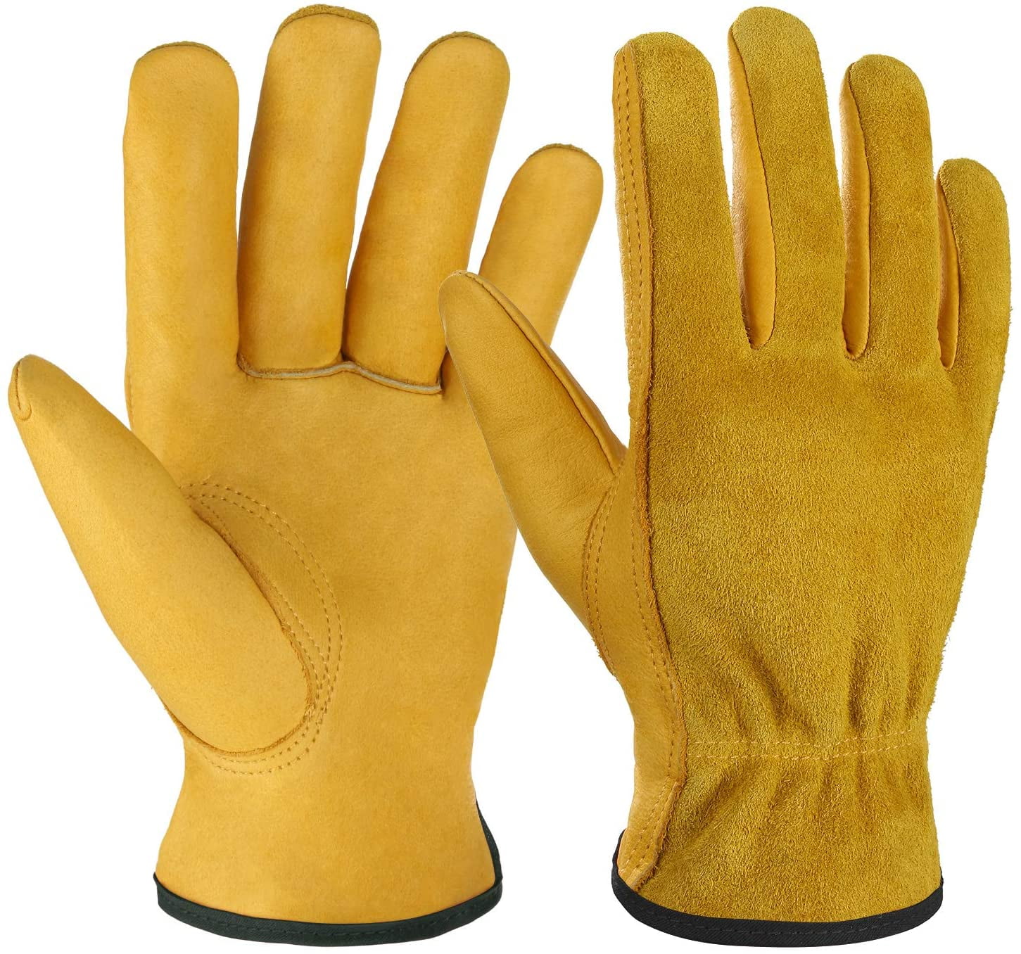 1/2 Pairs Leather Working Garden Labor Laundry Industrial Work Gloves Uniex Safe 