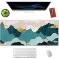 thumbnail image 3 of Gold Mountain with Landscape Line Arts Mouse Pad 35.4 x 15.7 Inch XXL Full Desk Mousepad Extended Large Non-Slip Rubber Base Waterproof Big Keyboard Mat with Stitched Edges for Gaming and Office, 3 of 6