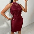 thumbnail image 1 of Gspmoly Robes pour Femmes, Mode Robe Aguichant Unie à Paillettes avec Franges Sans Manches à Col Rond Robes d'Été pour Femmes jusqu'à 65 % de Rabais, 1 of 8