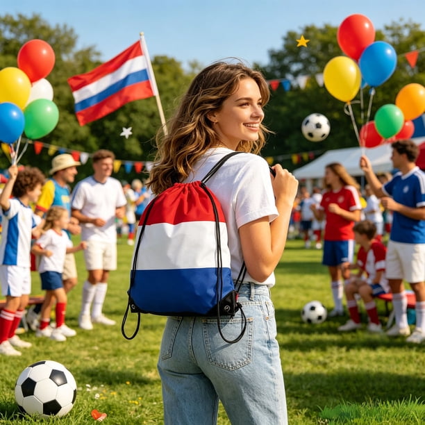 Flag Drawstring Backpack For Football Matches Sports Sackpack With Teams Print Ideal For Soccer Fans Games Daily Use