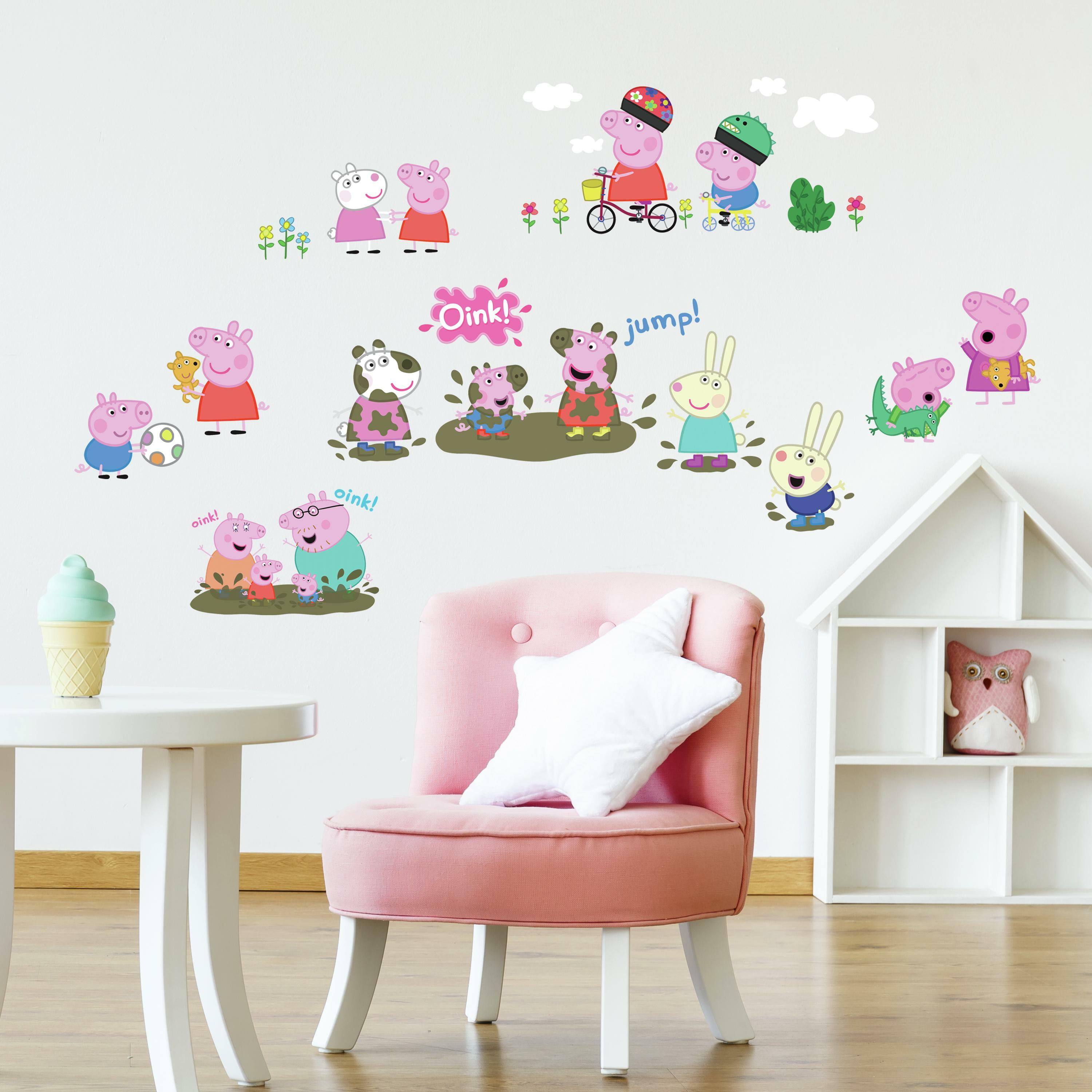 Kids Room Peppa Pig Personalized Growth Chart Wall Decal for Nursery