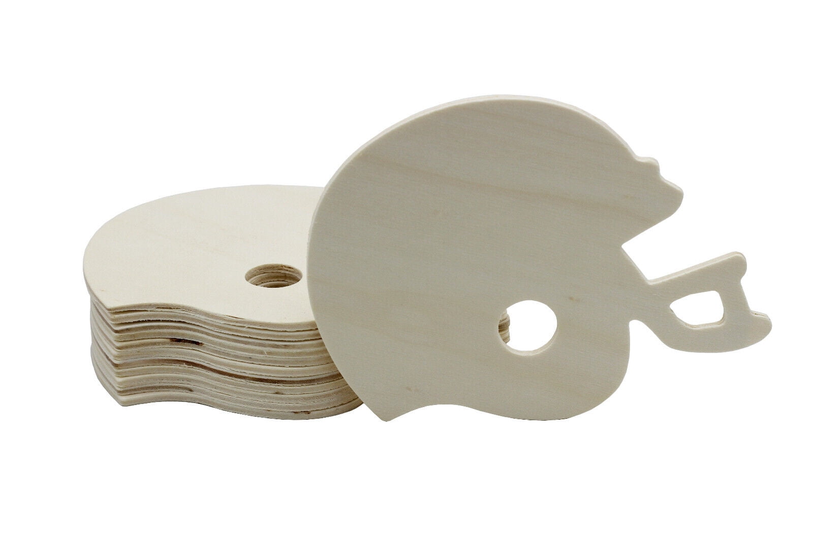 4 Inch Unfinished Wooden Football Helmet Shapes, Pack of 12, Ready to