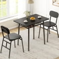 thumbnail image 3 of Mesa Comedor con 2 Sillas, Juego de Mesa de Comedor para 2 Personas con Estante Mesa de Cocina con Estructura Metálica, Comedor Pequeño para Departamento, y Desayunador, Negro, 3 of 13