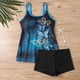thumbnail image 4 of Trajes de baño Amzcrzy Tankini para mujer, trajes de baño, traje de baño, traje de baño para mujer con estampado grande, falda dividida, traje de baño dividido, azul oscuro, 4XL, 4 of 5