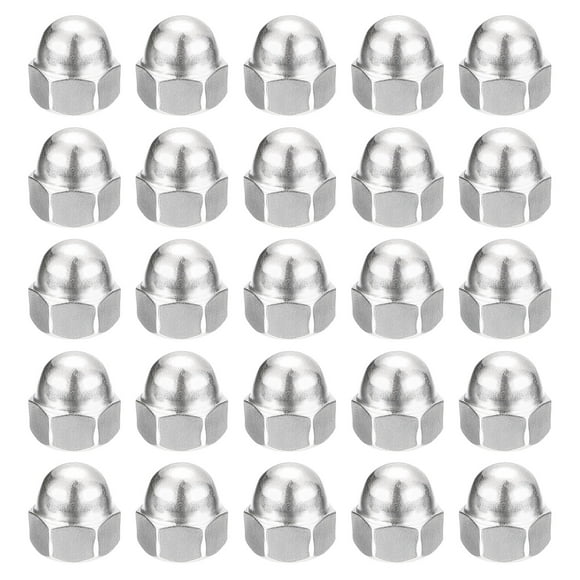 Unique Bargains 1/4-20 Acorn Cap Nuts, 50pcs - 304 Stainless Steel Hardware Nuts, Acorn Hex Cap Dome Head Nuts (Silver)