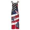 thumbnail image 4 of Sleeveless Jumpsuits for Women Independence Day Print Casual Summer Tank Rompers Wide Leg Pants Overall Jumpers with Pockets Red C XL, 4 of 5