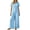 Light Blue, variant on TOUMENY Spring Fall Jumpsuits for Women Wide Leg V Neck Button Front Jumpsuit Casual Loose Vacation Travel Lounge Romper Green M
