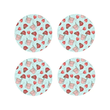 

Leather Coasters with Heat-resistant for Drinks Wine glass grape Print -标题2 Round Shape