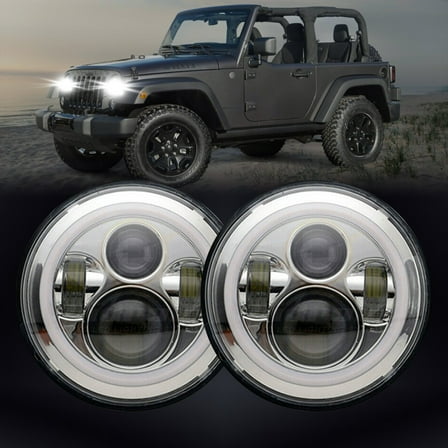 Pair 7" LED Headlights Chrome Hi/Lo DRL For Freightliner Century Class 1996-2011