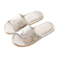 thumbnail image 1 of RKSTN Pantoufles pour Femmes Mode Couple Décontractées en Lin Bout Rond Imprimé Confortables Tongs Décontractées Chaussures d'Intérieur,Pantoufles pour Femmes Intérieur Extérieur, 1 of 3