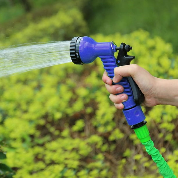 Pistola de riego ajustable, boquilla para manguera de jardín, rociador para lavado de coches y césped (azul)