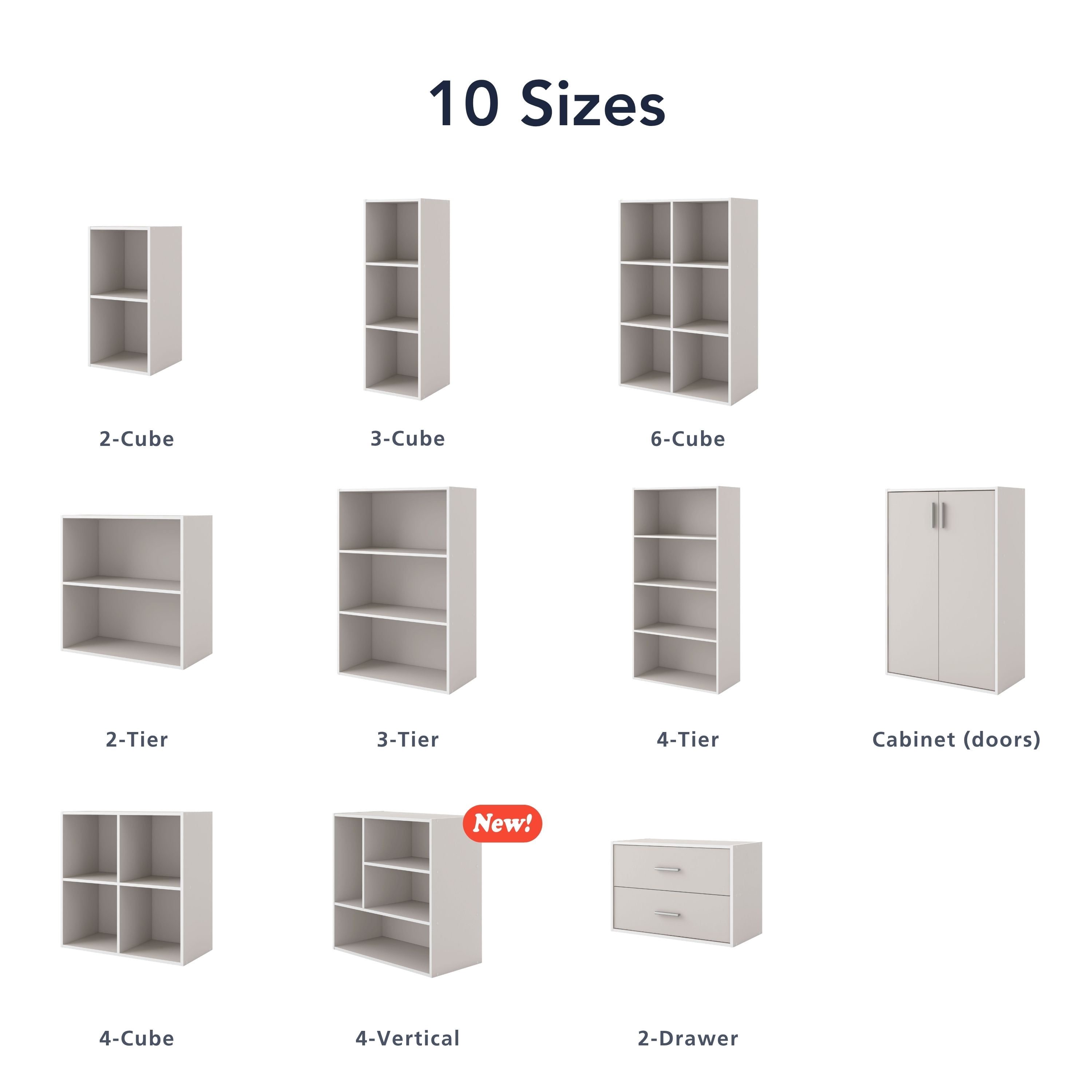 Join Stackable 3-Cube Wood Taupe Grey Bookcase