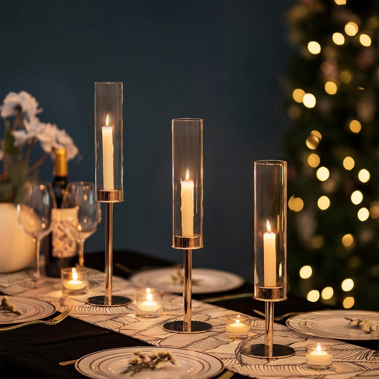 Nuptio Gold Taper Candlestick Holders, Set of 3 photo 2