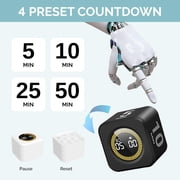 KADAMS Pomodoro Timer Cube, 5,10,25,50 Minute Countdown Timer, LED Visual Display, Pomodoro Timer with Mute & Ring Alert for Productivity, Home, Kitchen, School, Office & Focus