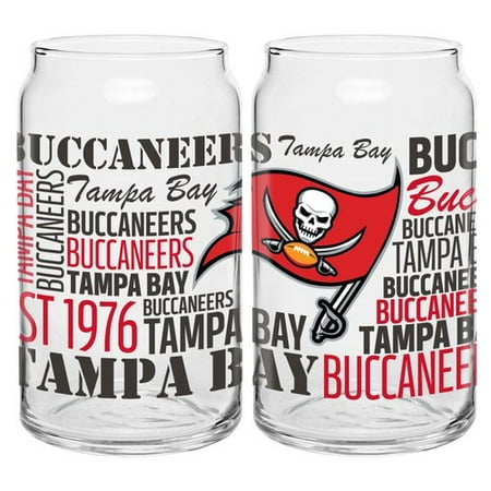 Boelter Brands NFL Set of Two 16 Ounce Spirit Glass Can Set, Tampa Bay Buccaneers
