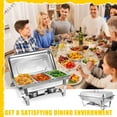 thumbnail image 6 of Jacgood 10 Pack Chafing Dish Rectangular 8QT Full Pan×4+1/3 Pan×4+Round 6QT×2 Chafers Stainless Steel Catering Buffet Warmer Set for Parties,Events,Wedding,Dinner, 6 of 8