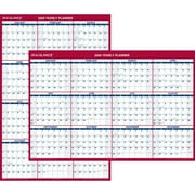 At-A-Glance 2-Sided Horizontal/Vertical Laminated/Erasable Wall Calendar, 32 X 48 in, 12 Months, Jan - Dec, Red/Blue