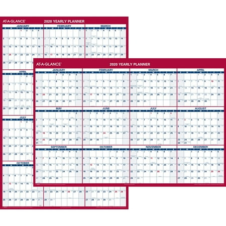 At-A-Glance 2-Sided Horizontal/Vertical Laminated/Erasable Wall Calendar, 32 X 48 in, 12 Months, Jan - Dec, Red/Blue