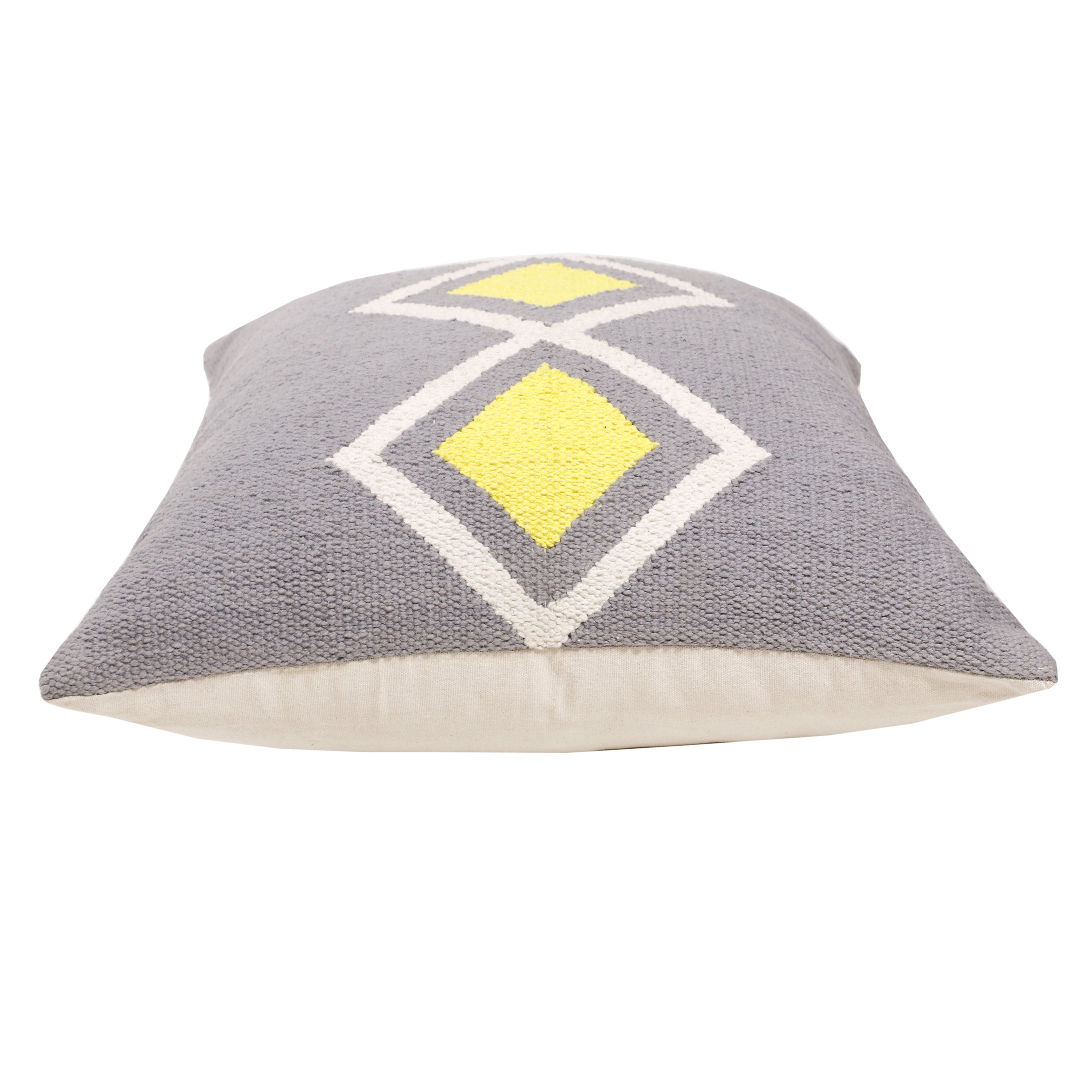 Harlow Hill Gray/White/Yellow Striped Contemporary Cotton Throw Pillow Cover, 20" x 20"