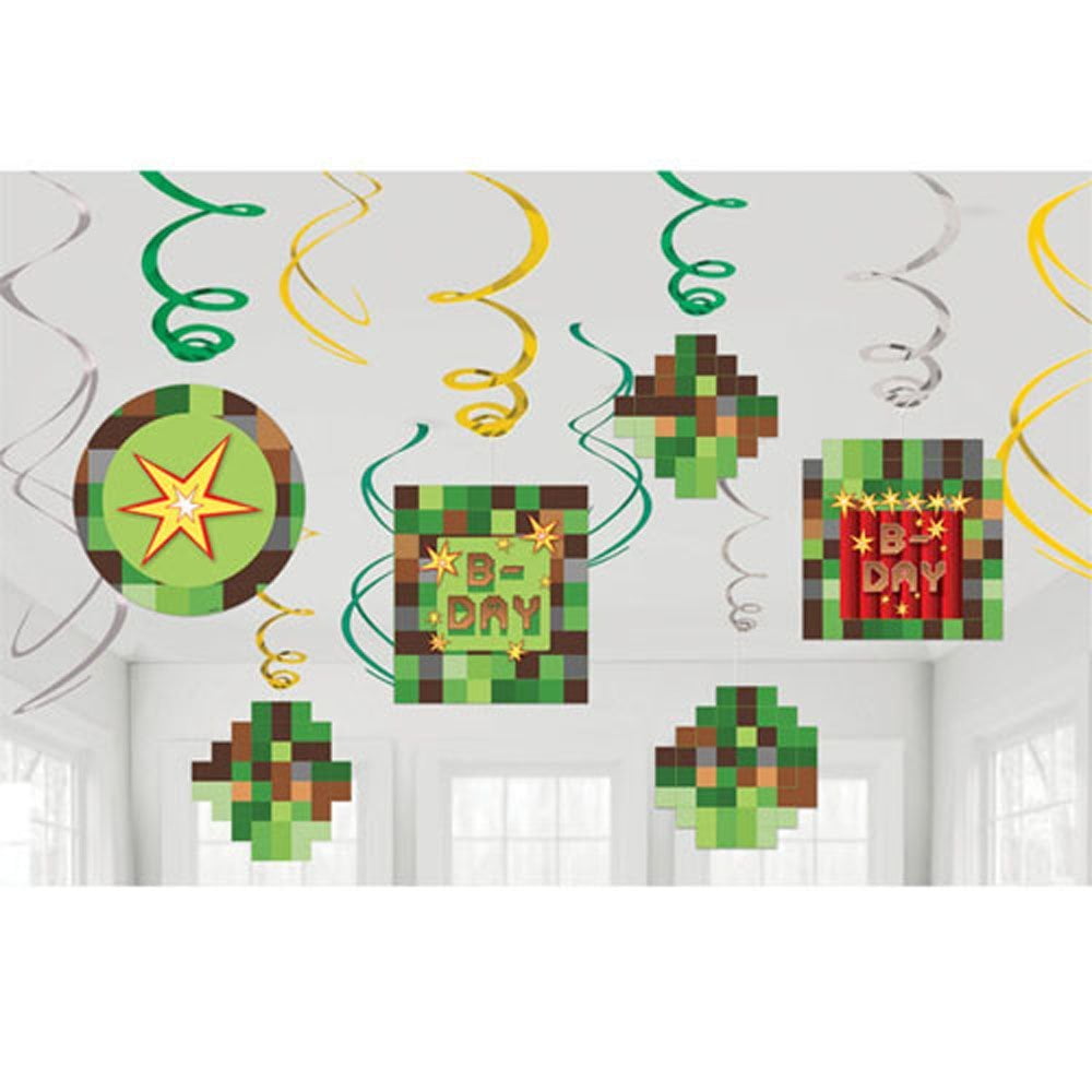 Minecraft '' Hanging Swirl Decorations (12ct) By TNT Party