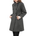 thumbnail image 2 of Allegra K Women's Stand Collar Double Breasted Trendy Winter Coat, 2 of 7