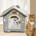 thumbnail image 1 of Cama para gatos domésticos, nido para gatos, caseta extraíble suave y relajante, nido para gatos semicerrado, tienda de campaña para gatos, cueva para Gris, 1 of 8
