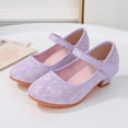 thumbnail image 2 of Quealent Girls Dress Shoes Mary Jane Heels Flower Wedding Party Back to School Pump Shoes for Toddler Little Kid Purple for Size 11.5, 2 of 9
