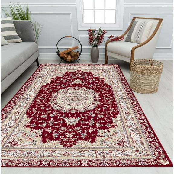 Centurion CY30A Medallion Burgandy Transitional Vintage Red Area Rug, 2'0"x4'0"