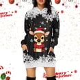 thumbnail image 2 of Christmas Skirts for Women Christmas Party Dresses Women's Christmas Lighted Deer Christmas Print Hoodie Dress, 2 of 4