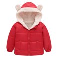 thumbnail image 2 of NAISIBABY Boys Girls Quilted Coat, Plush Thicken Zip Up Solid Color Hooded Winter Casual Coat Red 5-6T, 2 of 9