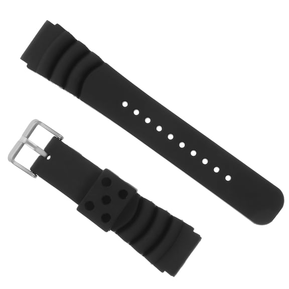 ROMANSENTIAL Smooth Seamless Welding Silicone Watch Band Black for Replacement