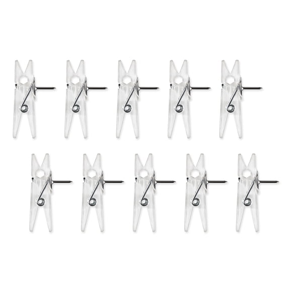Quartet Mini Peg Push Pins Tacks for Walls & Bulletin Boards, Transparent, Pack of 10