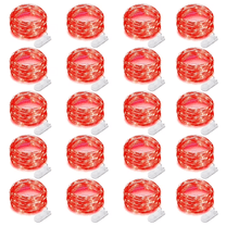 AWLYLNLL 20 Pack Led Fairy Lights Battery Operated String Lights Waterproof Silver Wire 7 Feet 20 Led Firefly Starry Moon Lights for DIY Wedding Party Bedroom Patio Christmas (20 Pack, Red)