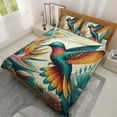 thumbnail image 4 of Lotusprinthandmade Floral Hummingbird Quilt Bedding Set (White Binding) 5 Sizes (Made in Vietnam) (90x100), hummingbird and floral quilt bedding, 4 of 5