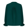 thumbnail image 5 of JINMGG Womens Tops,Women Blouse Tees Shirts Tops V-neck Pleated Long Sleeve Solid T-Shirt,Green S, 5 of 6