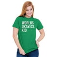 thumbnail image 4 of Worlds Okayest Kid Son Daughter Funny Plus Size Crewneck Graphic Tee Shirt Brisco Brands 3X, 4 of 5