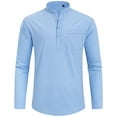thumbnail image 5 of sogami Long Sleeve Linen Henley Shirts for Men Casual Hawiian Shirt with Pocket, 5 of 6