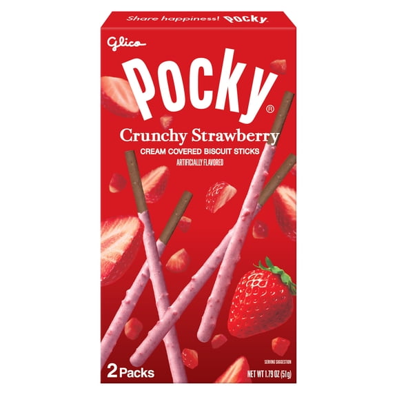 Glico Pocky Crunchy Strawberry Covered Biscuit Sticks, 1.79 oz