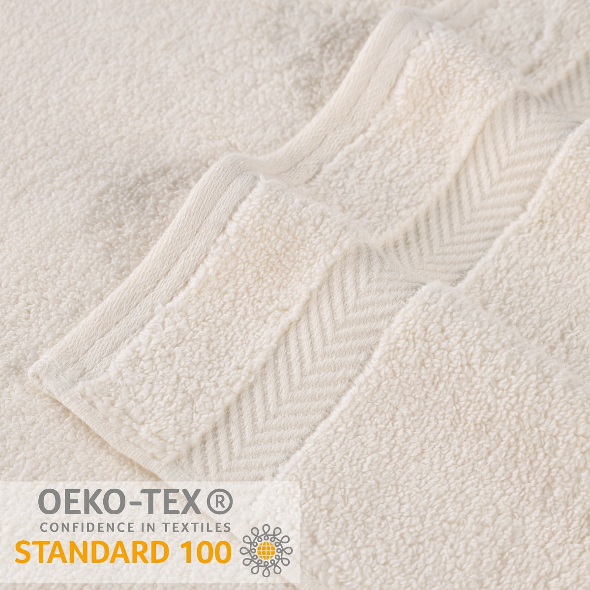 Superior Zero Twist Cotton Face Towel Washcloth Set of 12, Ivory