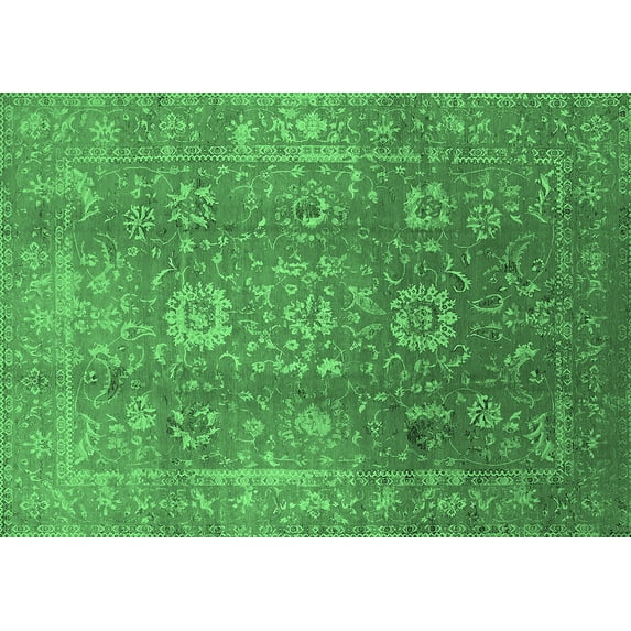 Ahgly Company Indoor Rectangle Oriental Emerald Green Industrial Area Rugs, 8' x 12'