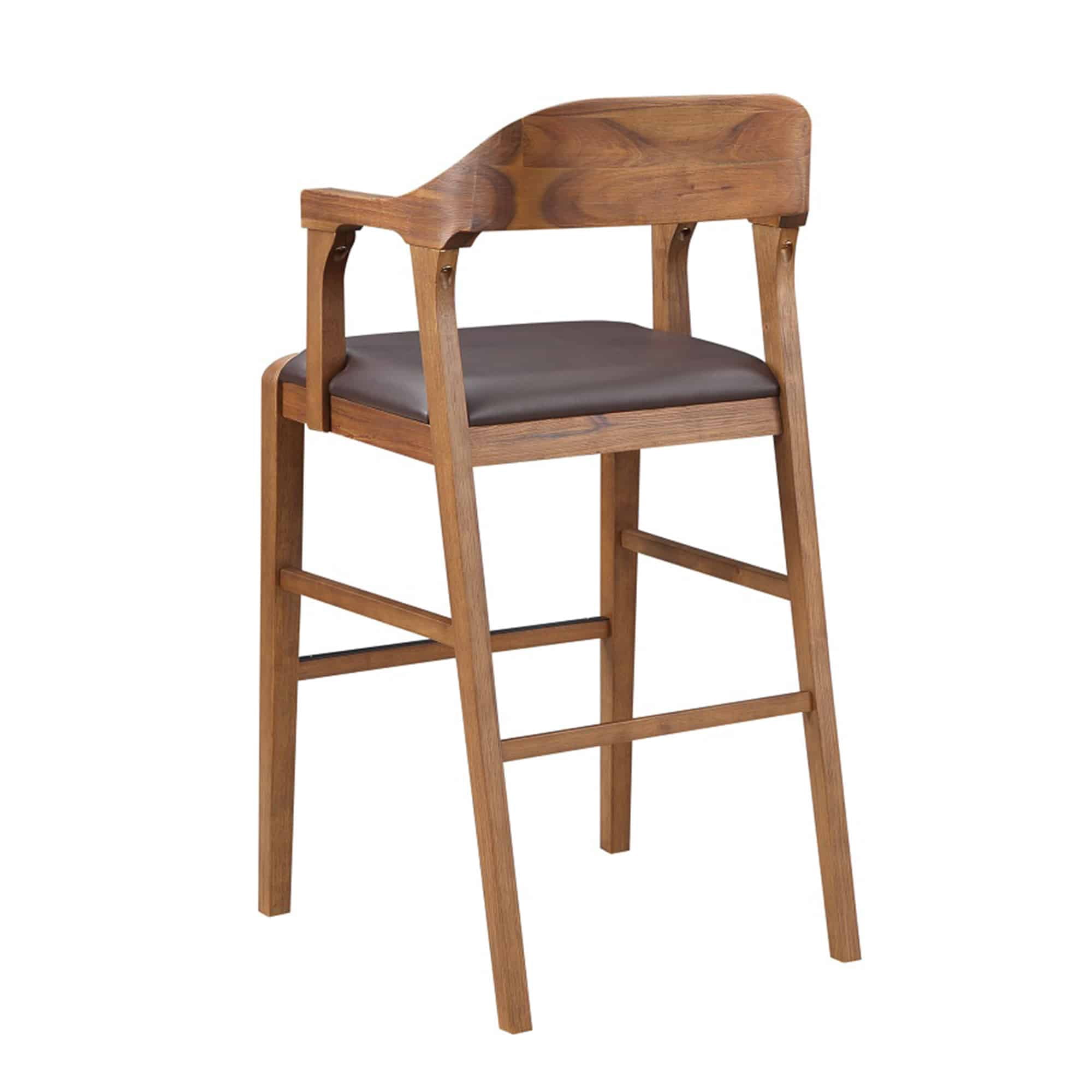 Rasmus Wood Bar Stool - Chestnut Wire-Brush Finish