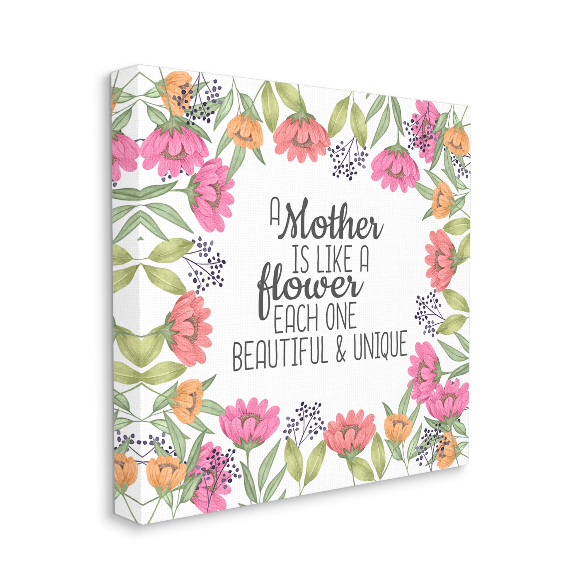 Stupell Industries Mom Beautiful & Unique Botanical & Floral Painting Gallery Wrapped Canvas Print Wall Art, 24 x 24