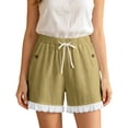 thumbnail image 7 of Womens Casual Lace Shorts Baeitkot Womens Casual Lace Shorts Elastic Waist Drawstring Loose Comfy Summer Shorts with Pockets Khaki XXXL, 7 of 7