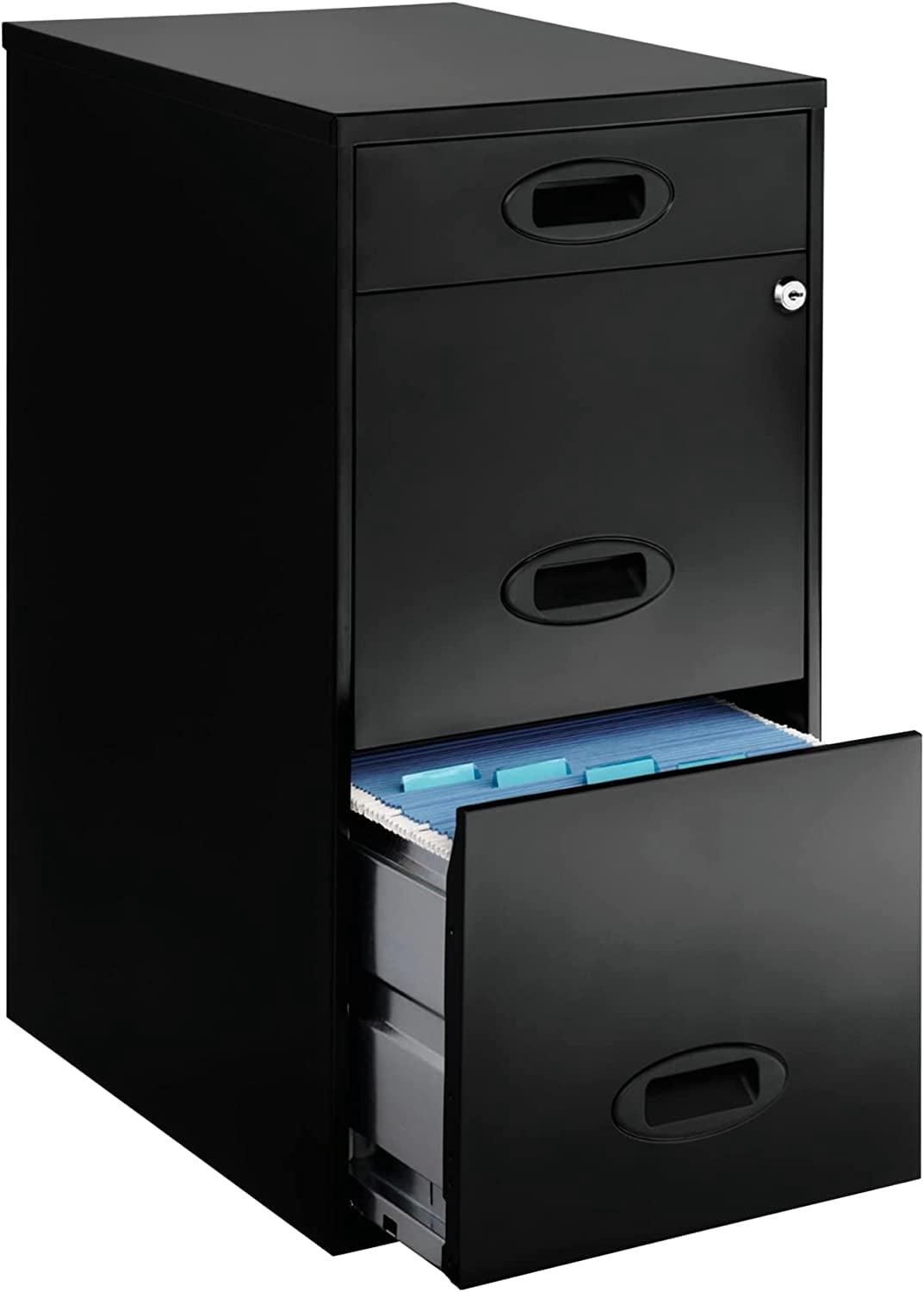 18" D 3-Drawer Organizer Vertical File Cabinet, Black