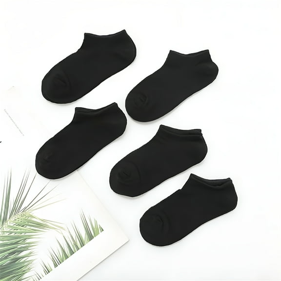 TELOLY 5 Pairs/Lot Baby White Kid Socks Spring Style Solid Thin Soft Cotton Children For Boys Girls Sport Students Socks 2-12 Years Old Black 2-3T