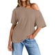 thumbnail image 3 of Tops de Mujer con Hombros Descubiertos, Camisetas Oversize de Corta, Ropa Informal de Moda de y Verano 2025. Caqui XXL, 3 of 8