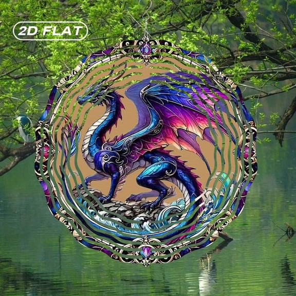 HELLOYOUNG 10 Inch Spring Mandala Wind Spinner Iron Sun Catcher Flat Bohemian Metal Dragon Fantasy Kite Suncatcher Stainless Steel Outdoor Garden Decor Ornament for Women Friend