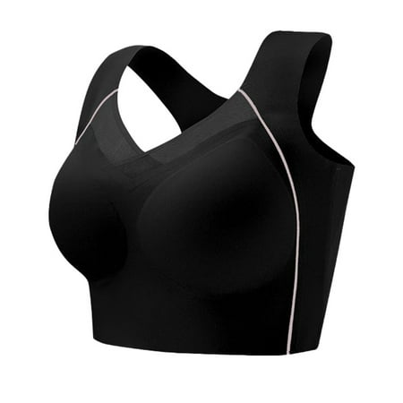 BYHONG Sexy Underwear for Women s Solid Color Seamless Back Shockproof Push Up Push Up Wireless Sports Bra with Widened Side Walls Black XXXXXL